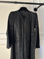 C 1968 Black Sequined Dantel Abaya