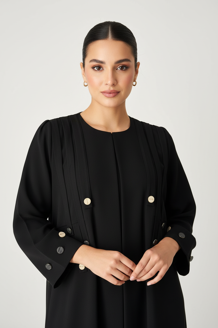 C 1970 Black Button Abaya