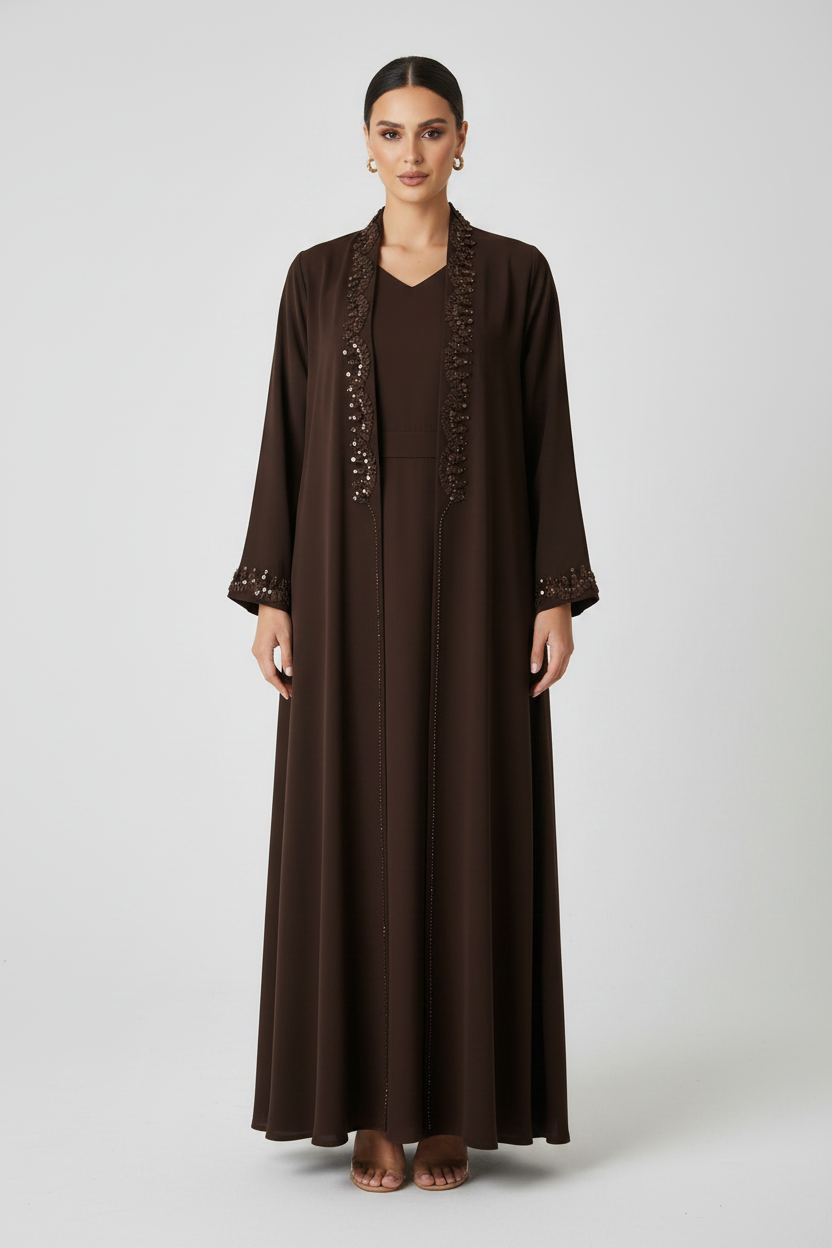 C 1973-03 Brown Beaded Abaya
