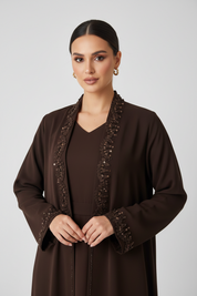 C 1973-03 Brown Beaded Abaya
