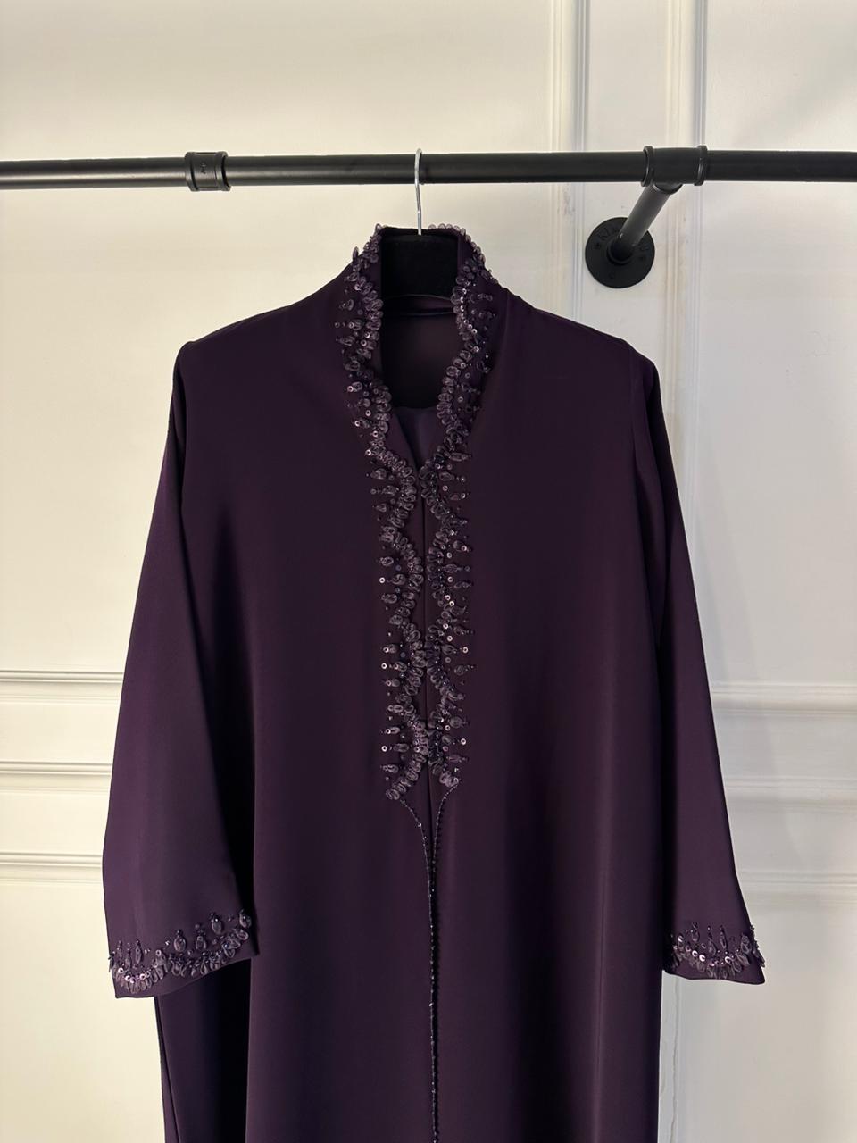 C 1973 Dark Purple Beaded Abaya