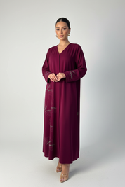 C 1974 Bright Burgundy Beaded Abaya