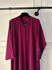 C 1974 Bright Burgundy Beaded Abaya