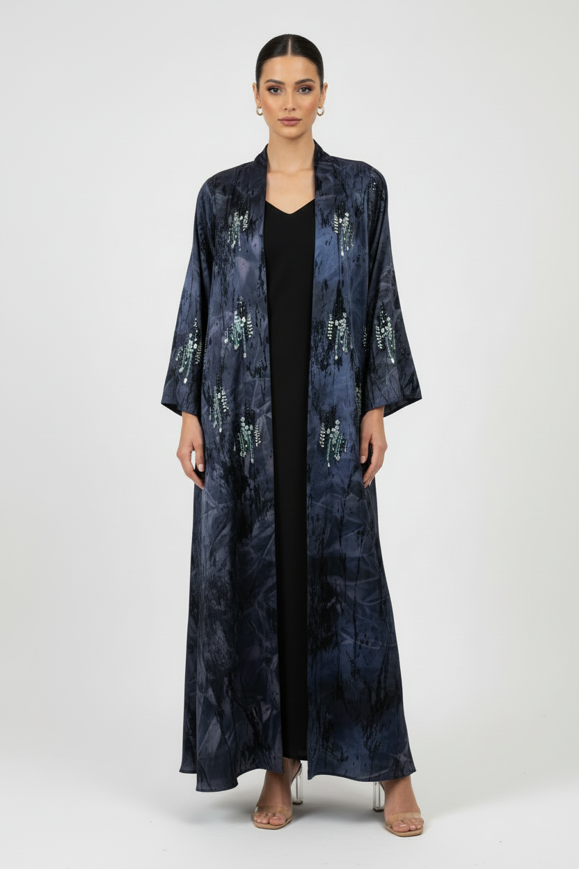 C 1976 Space Blue Beaded Abaya