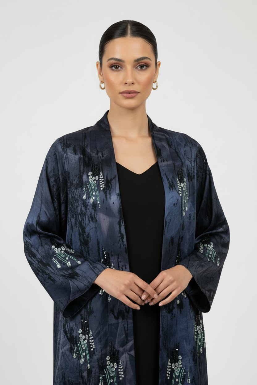 C 1976 Space Blue Beaded Abaya