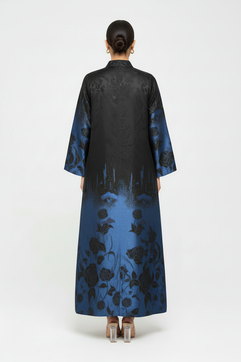C 1977-02 Cobalt Blue Floral Abaya
