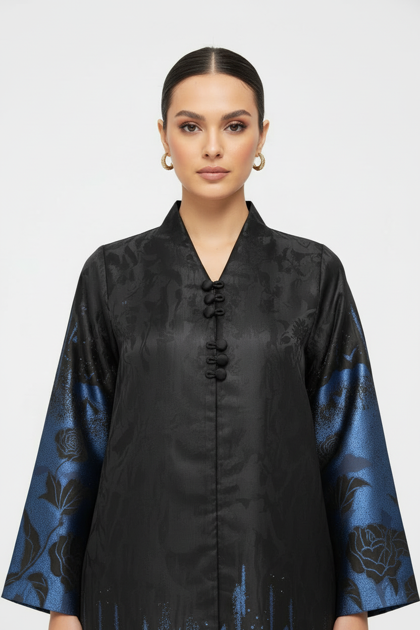 C 1977-02 Cobalt Blue Floral Abaya