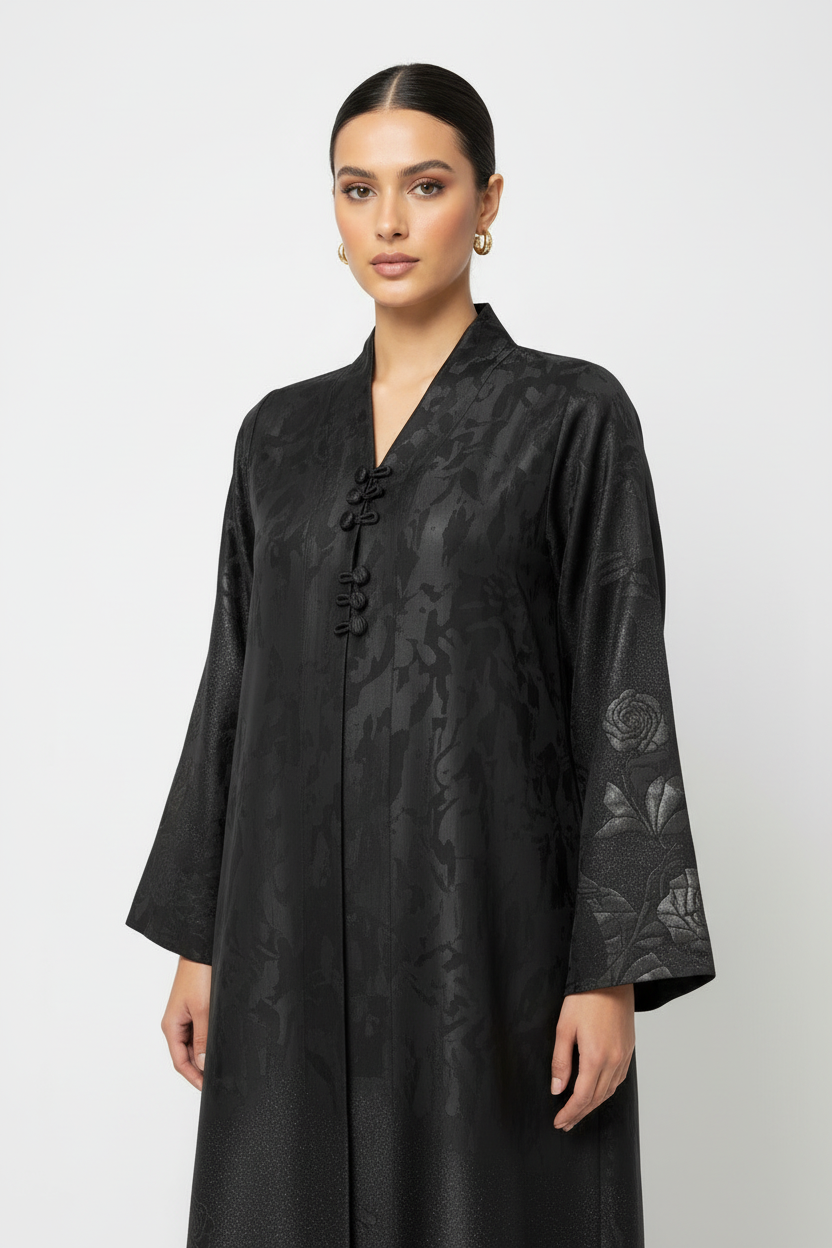 C 1977-04 Black Floral Abaya