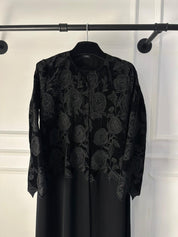 C 1978 Black Velvet Rose Dantel Abaya