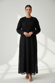 C 1980 Black Dantel Abaya