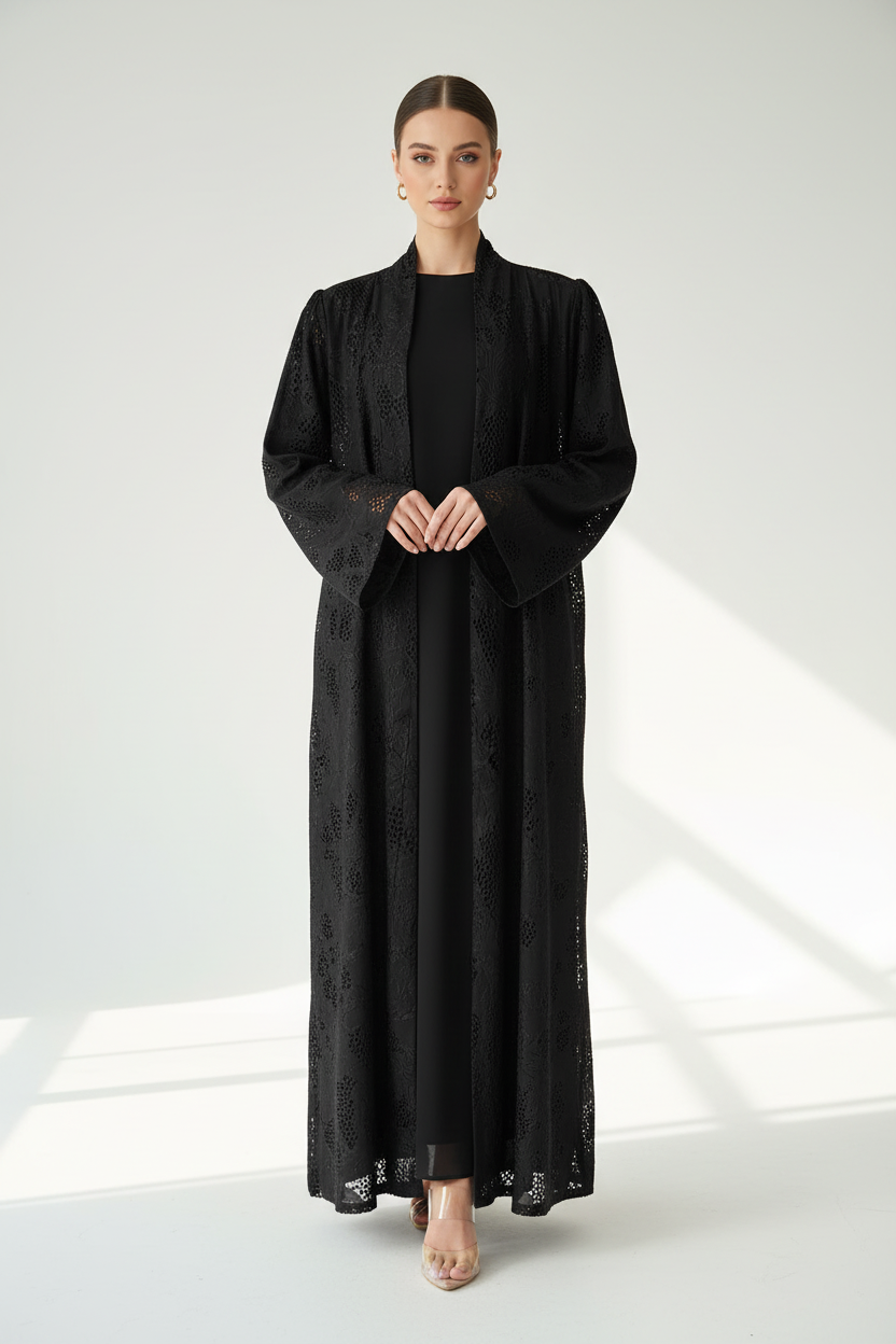 C 1981 Black Dantel Abaya