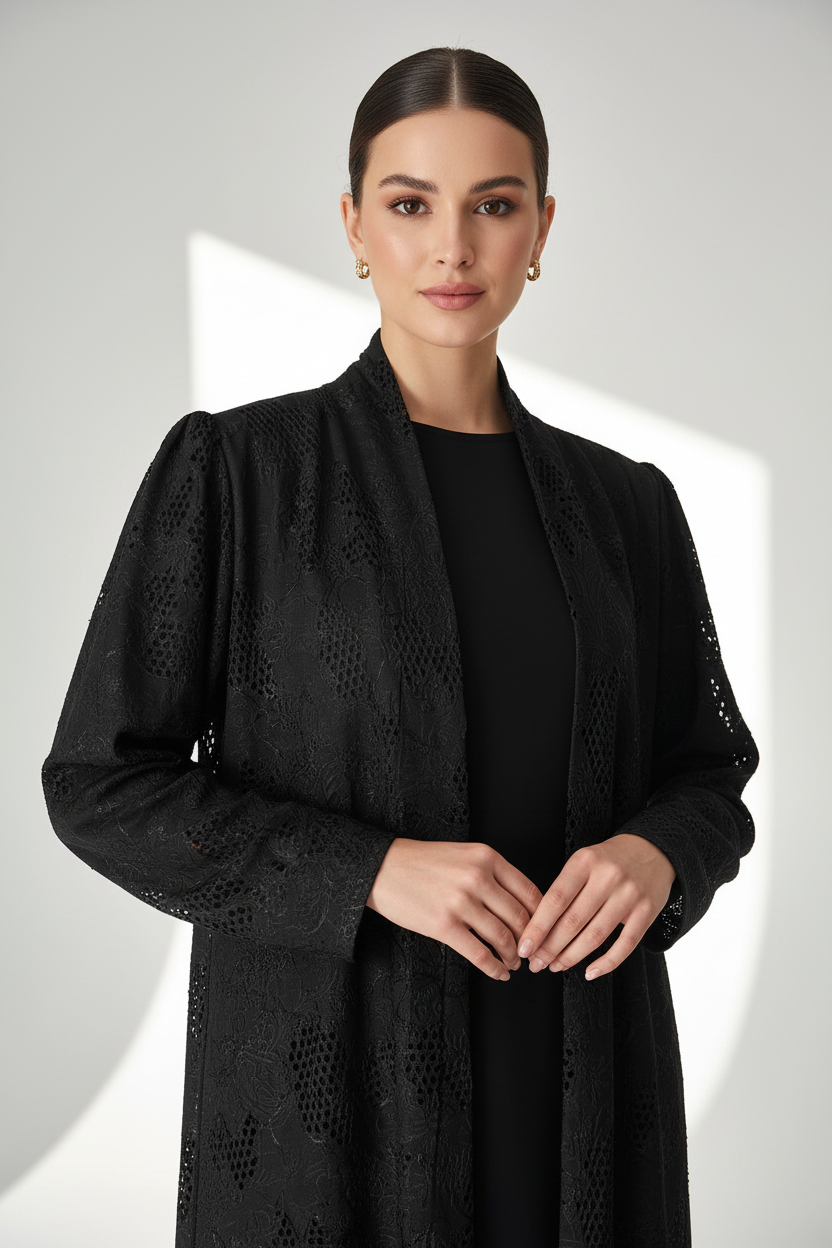 C 1981 Black Dantel Abaya