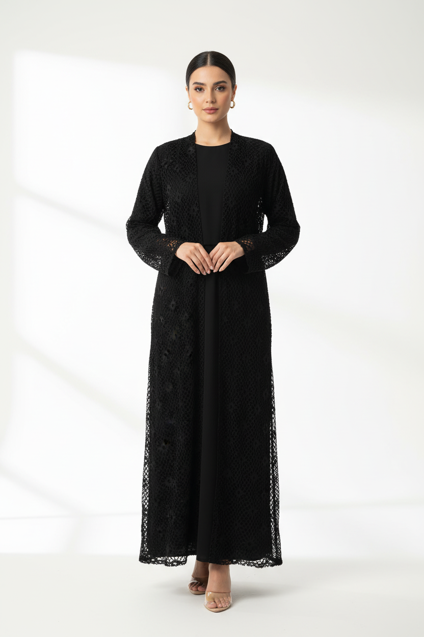 C 1982 Black Dantel Abaya