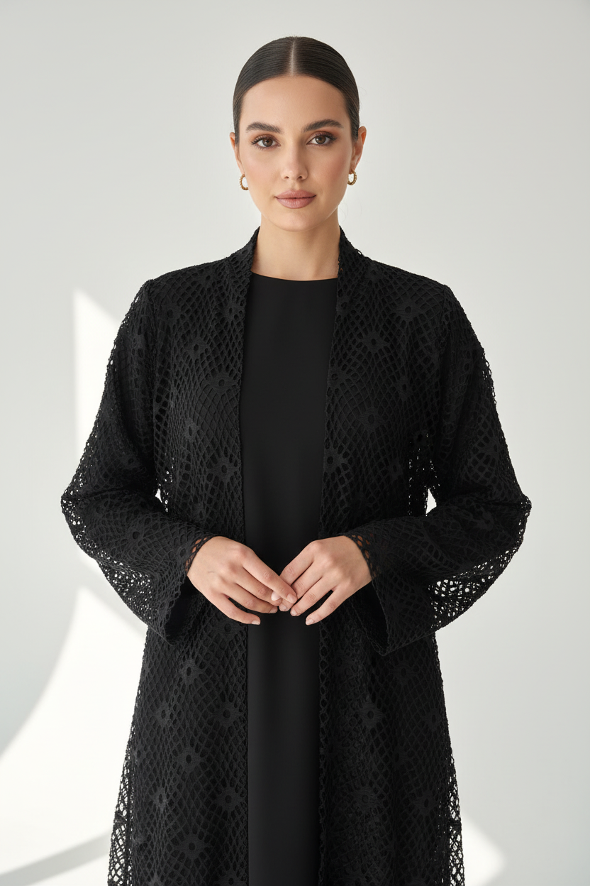 C 1982 Black Dantel Abaya