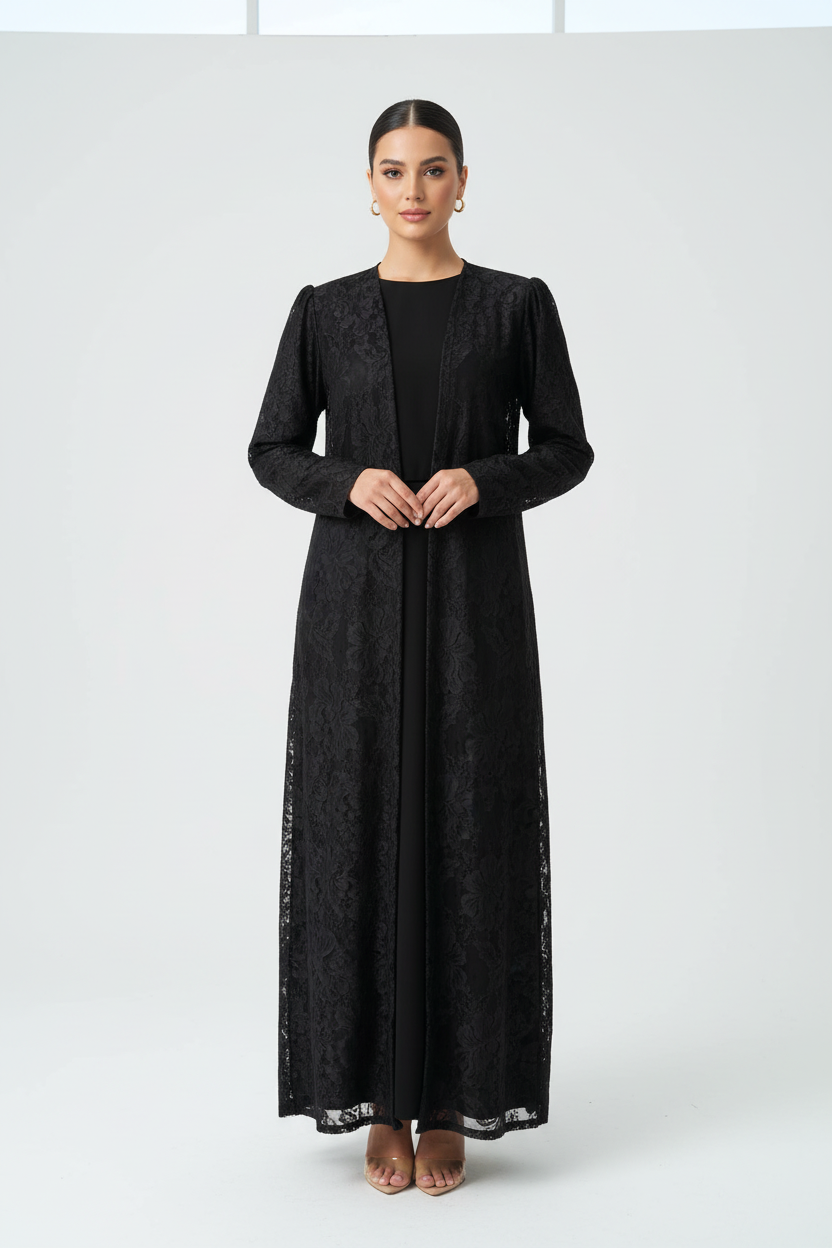 C 1983 Black Dantel Abaya