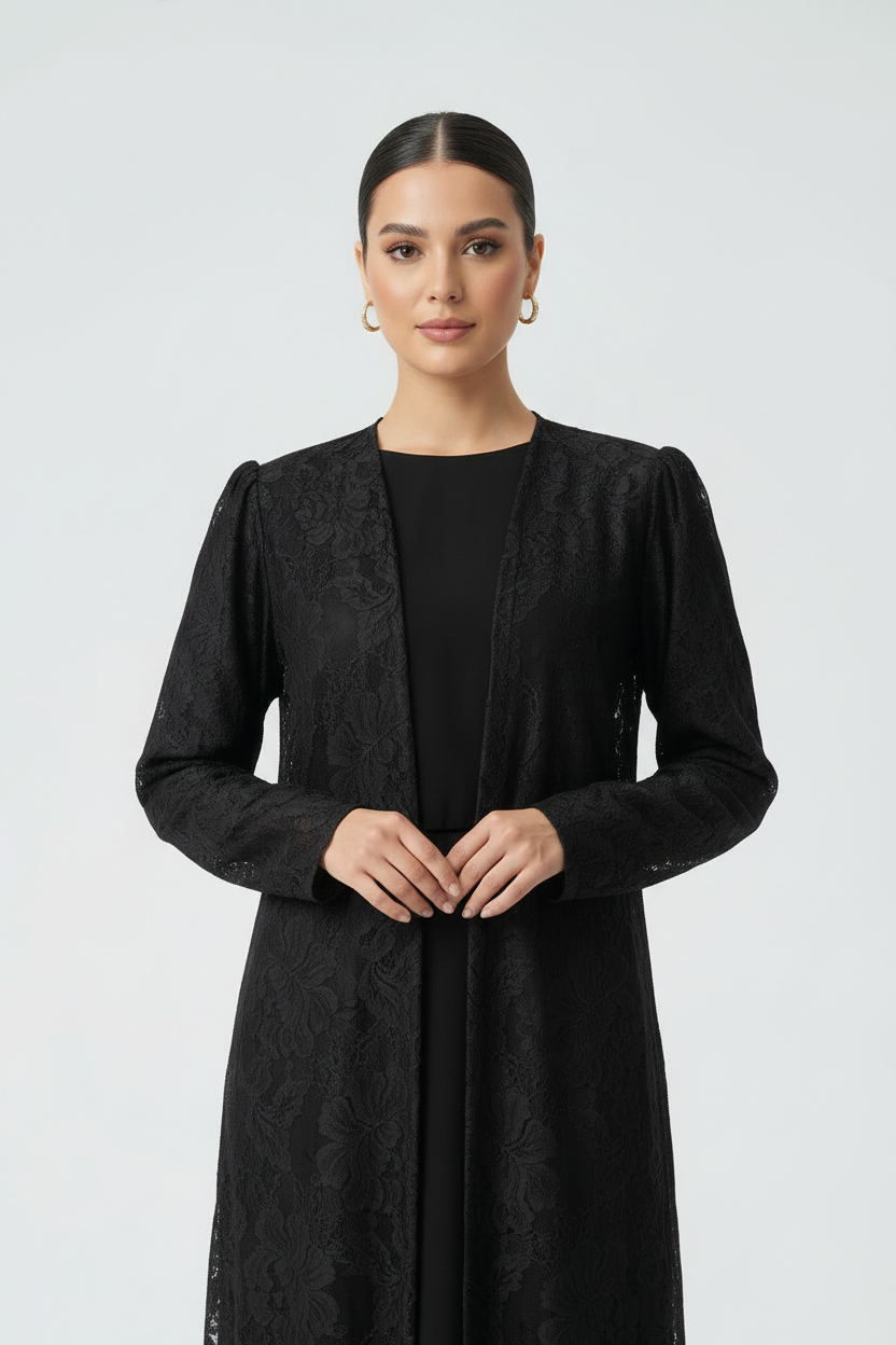 C 1983 Black Dantel Abaya