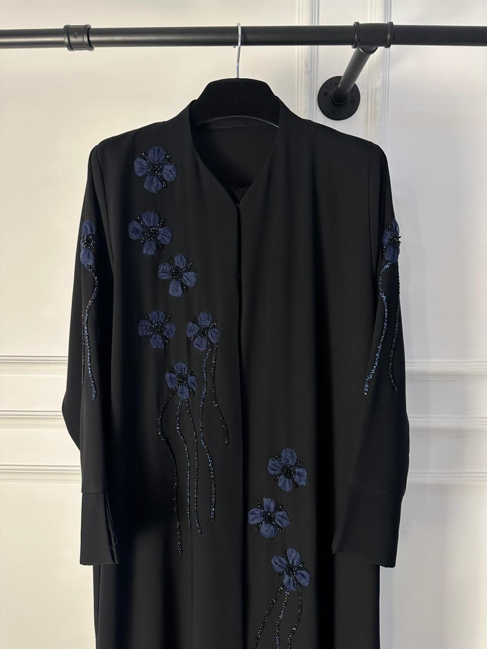 C 1984 Black Floral Beaded Abaya