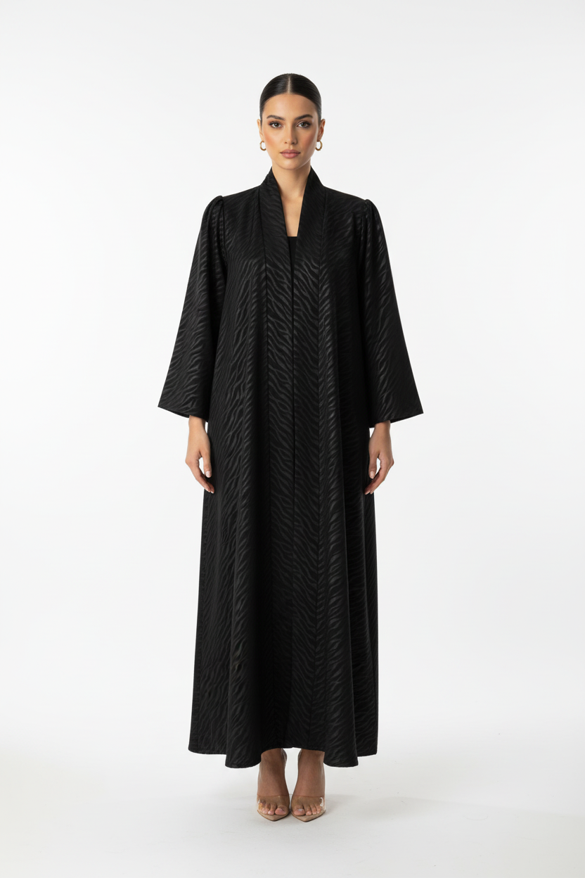 C 1985 Black Printed Abaya
