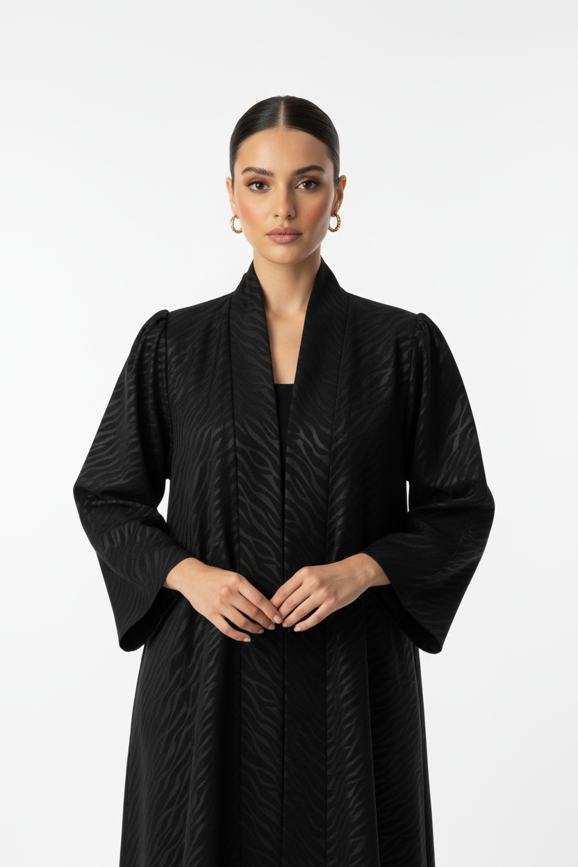 C 1985 Black Printed Abaya