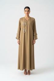C 1988 Sand Brown Beaded Abaya