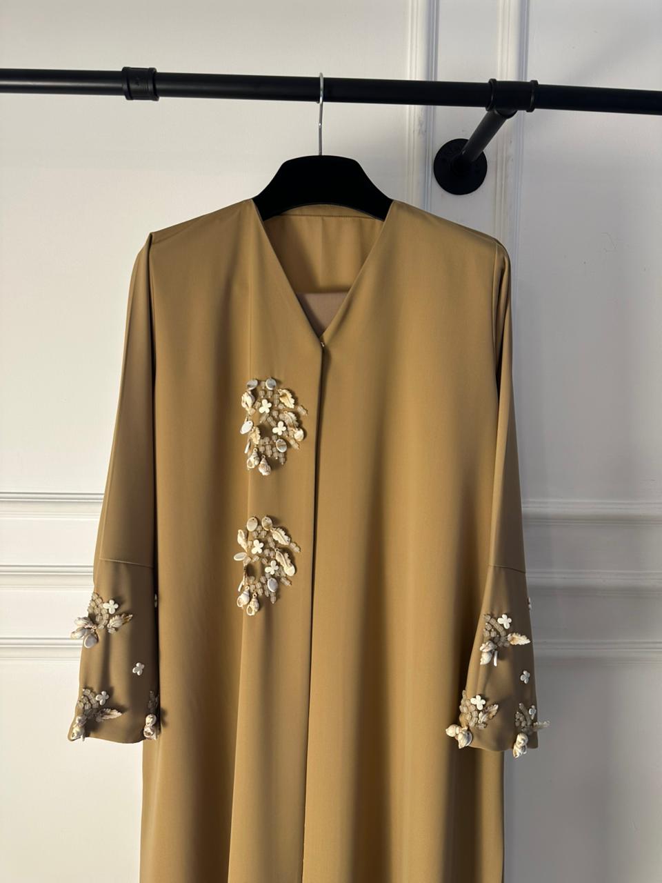C 1988 Sand Brown Beaded Abaya