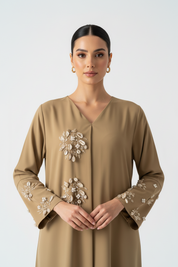 C 1988 Sand Brown Beaded Abaya