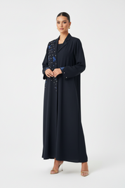 C 1991 Navy Blue Beaded Abaya