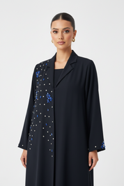 C 1991 Navy Blue Beaded Abaya