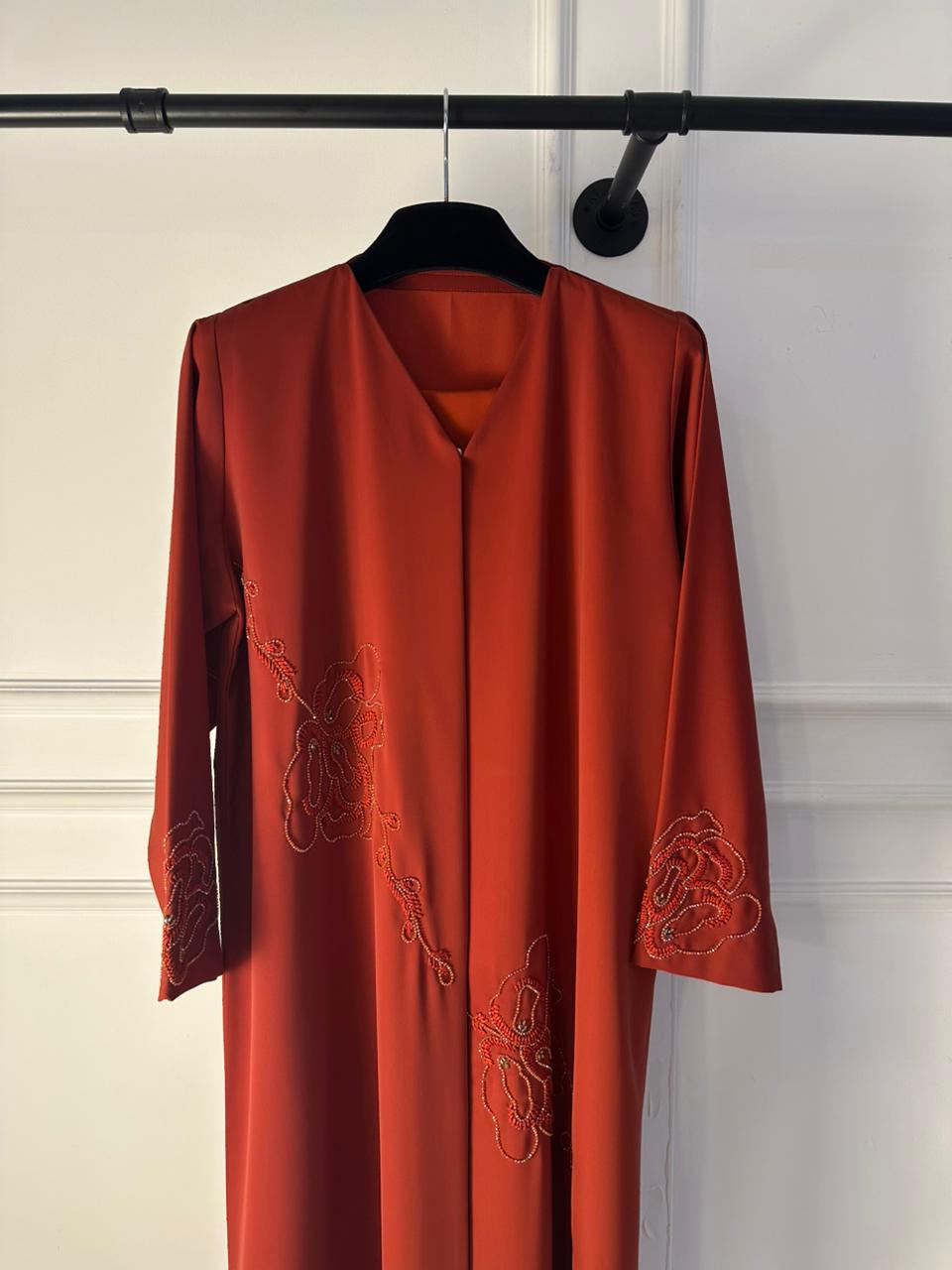 C 1992 Burnt Orange Beaded Abaya
