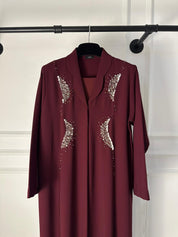 C 1993 Burgundy Beaded Abaya