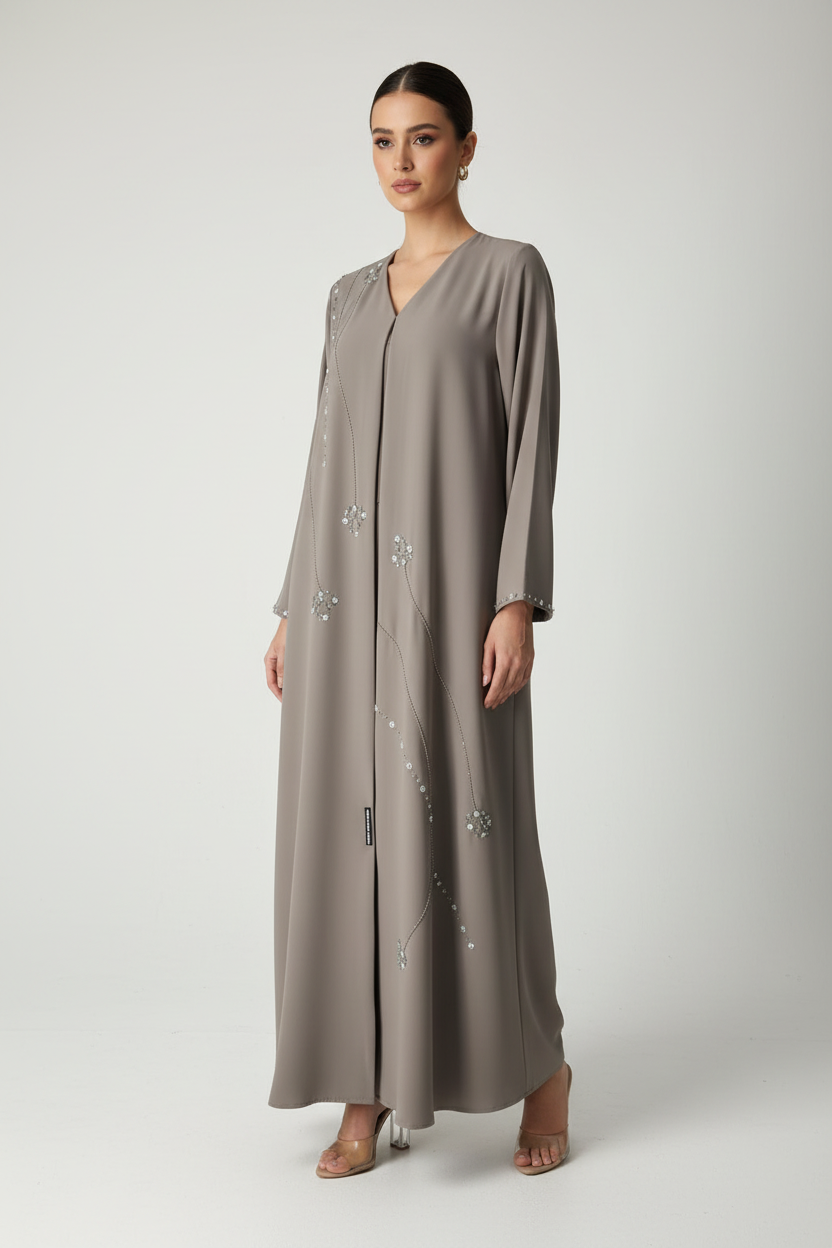 C 1994 Taupe Beaded Abaya