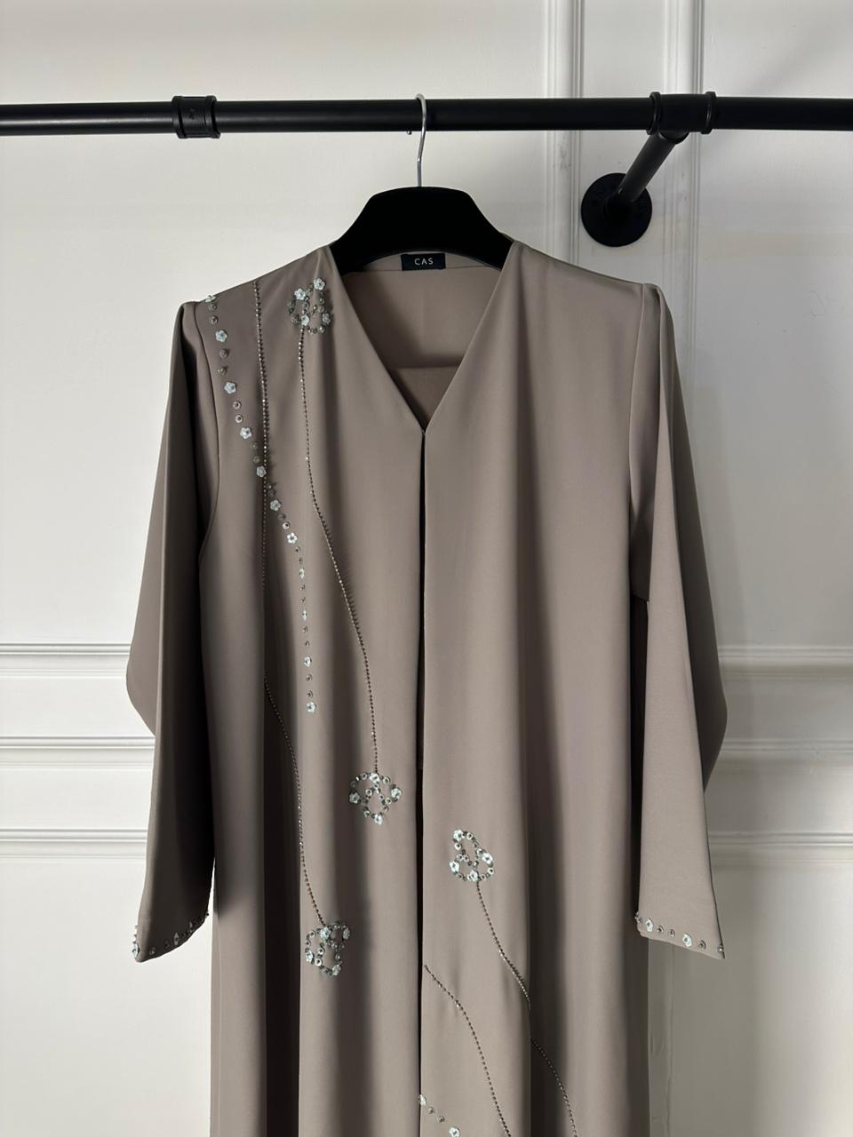 C 1994 Taupe Beaded Abaya