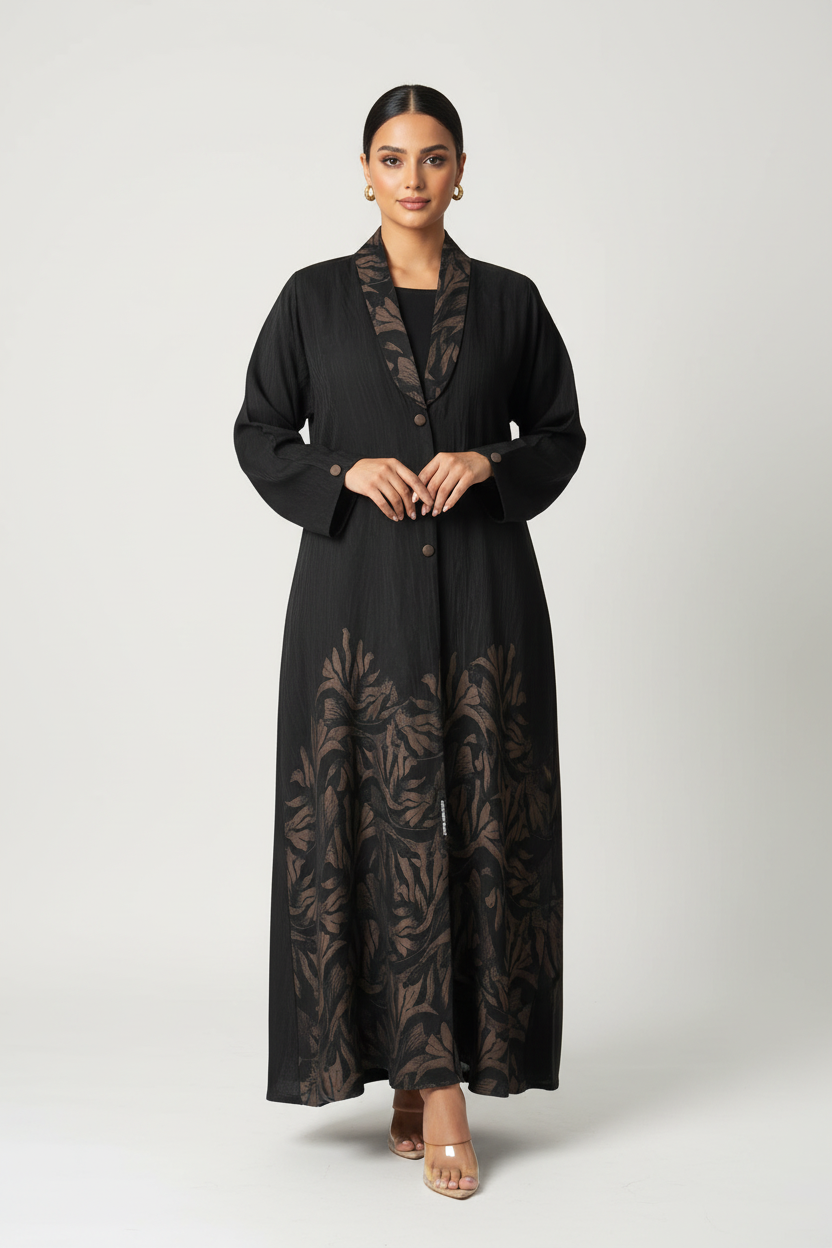 C 1998 Black Printed Abaya