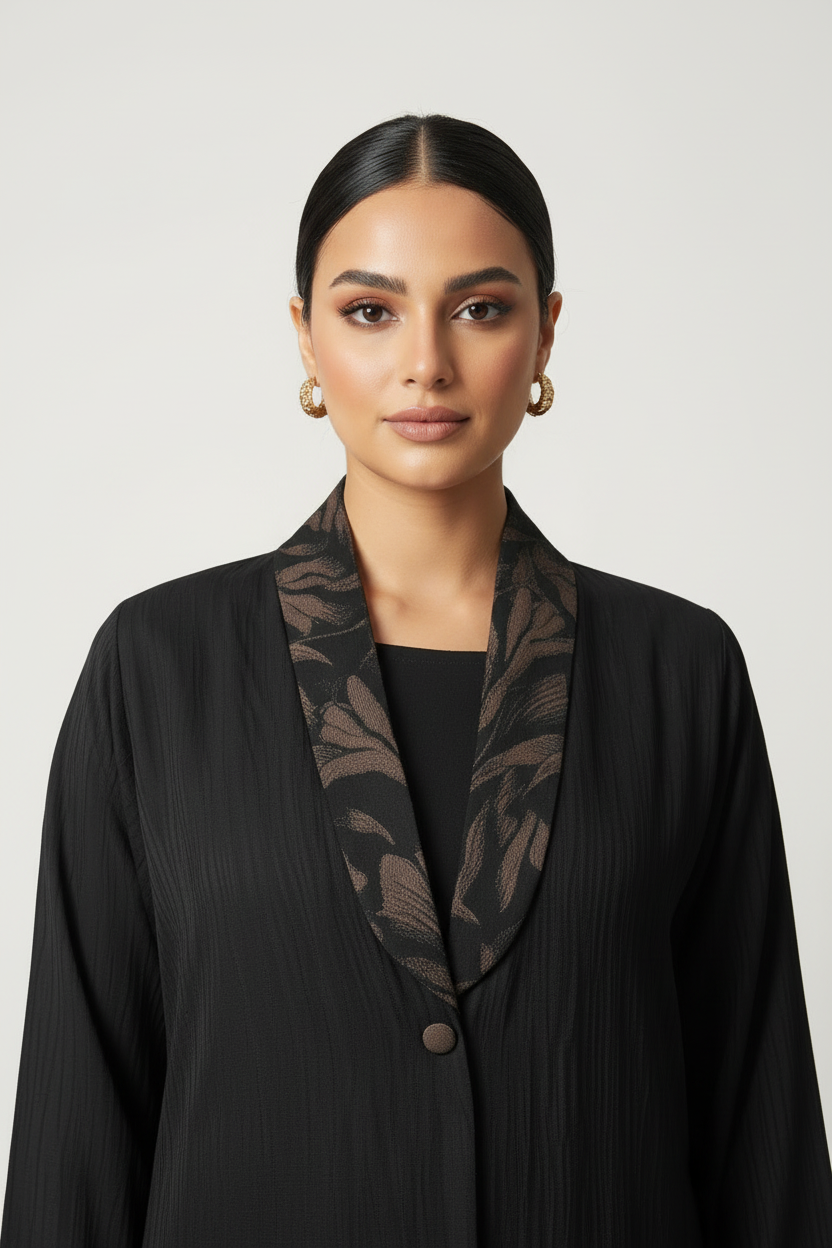 C 1998 Black Printed Abaya