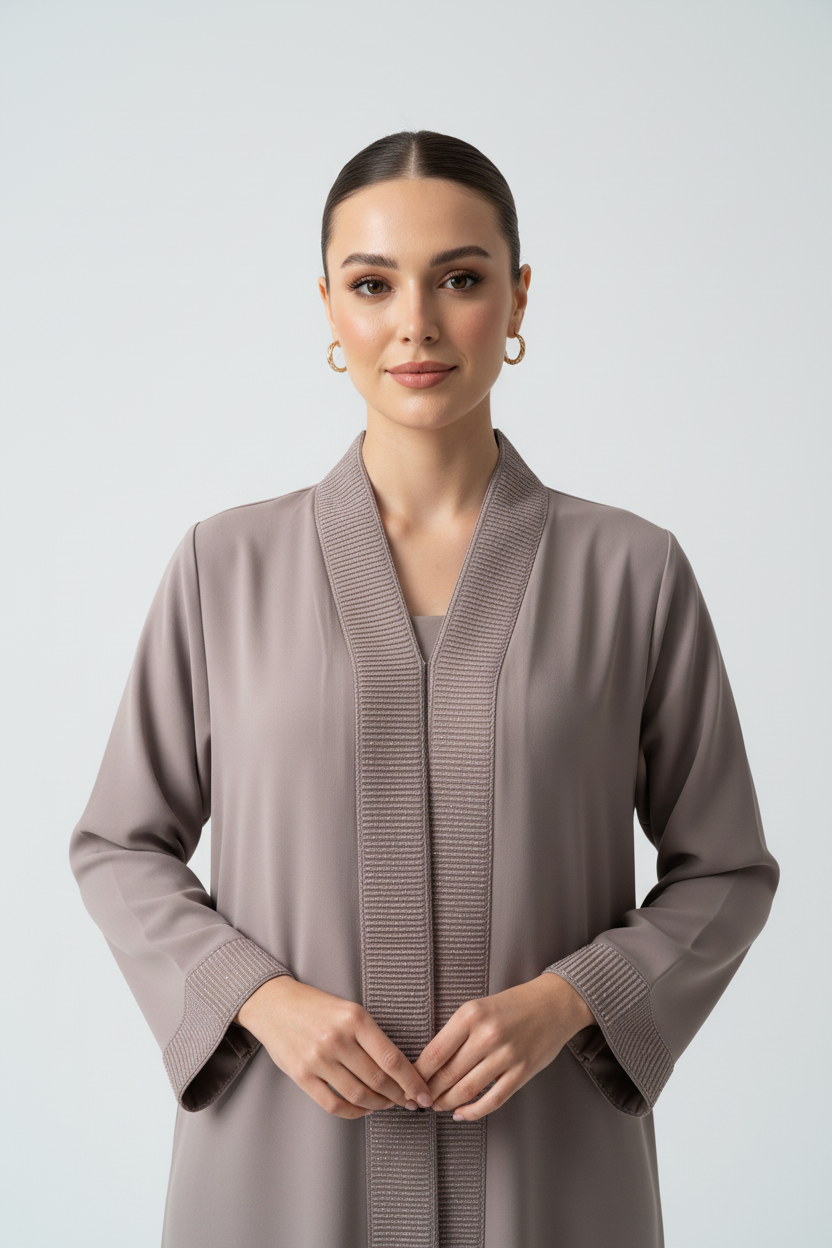 C 2003 Mauve Embroidered Abaya