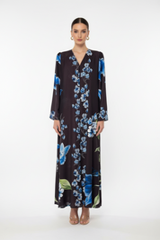 C 2010 Brown Floral Printed Abaya