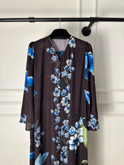 C 2010 Brown Floral Printed Abaya