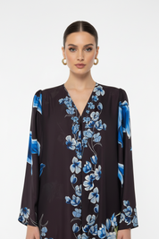 C 2010 Brown Floral Printed Abaya