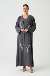 C 2013 Grey Beaded Embroidered Abaya