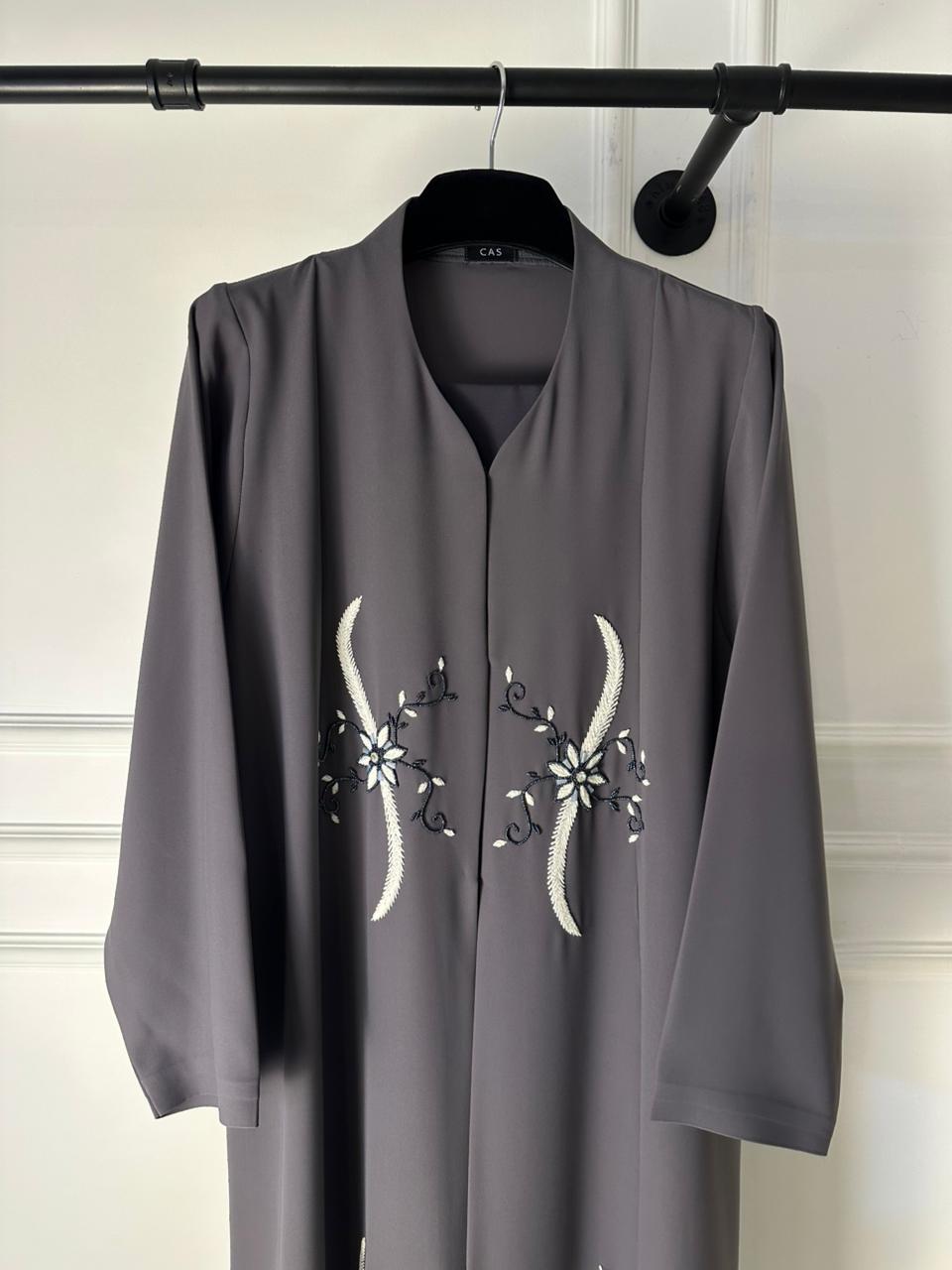 C 2013 Grey Beaded Embroidered Abaya