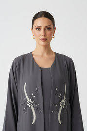 C 2013 Grey Beaded Embroidered Abaya