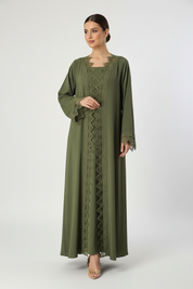C 2014 Olive Crystal Lace Abaya