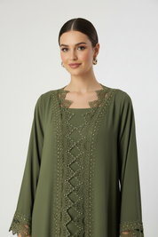 C 2014 Olive Crystal Lace Abaya
