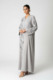 C 2015 Light Grey Beaded Abaya