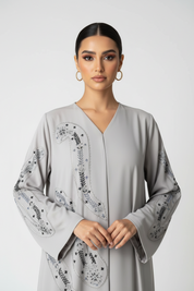 C 2015 Light Grey Beaded Abaya