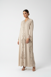 C 2016 Beige Lasercut Abaya