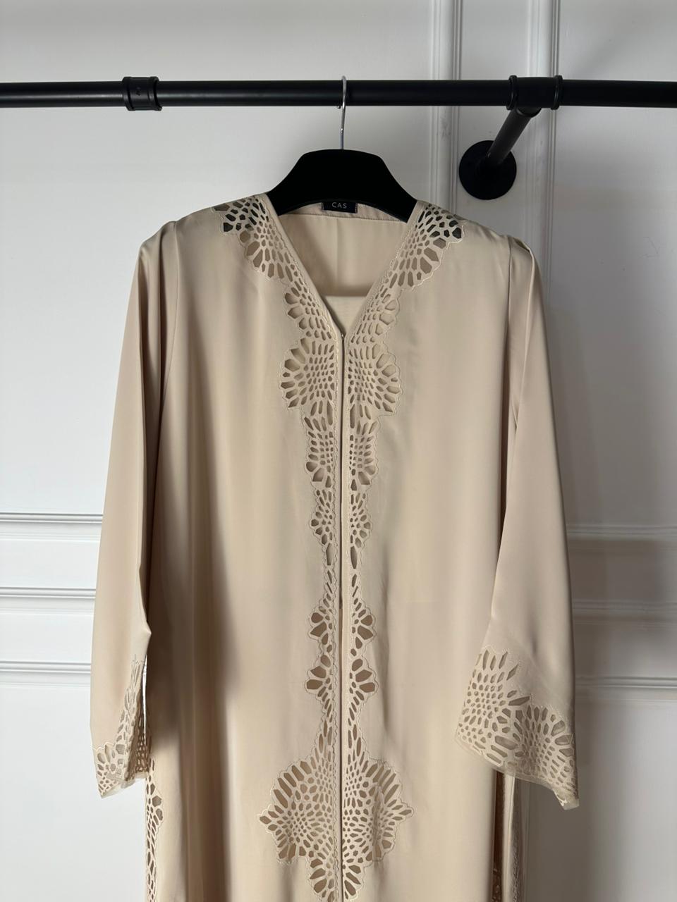 C 2016 Beige Lasercut Abaya