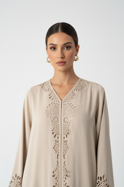 C 2016 Beige Lasercut Abaya