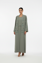 C 2018 Jade Green Beaded Abaya