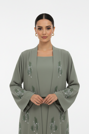 C 2018 Jade Green Beaded Abaya
